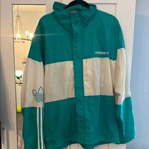 Vintage adidas Green and Cream Windbreaker